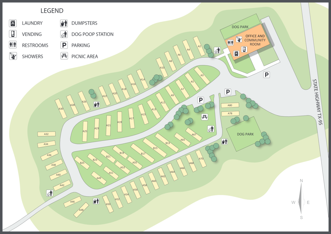 Sunny Bastrop RV Park Map